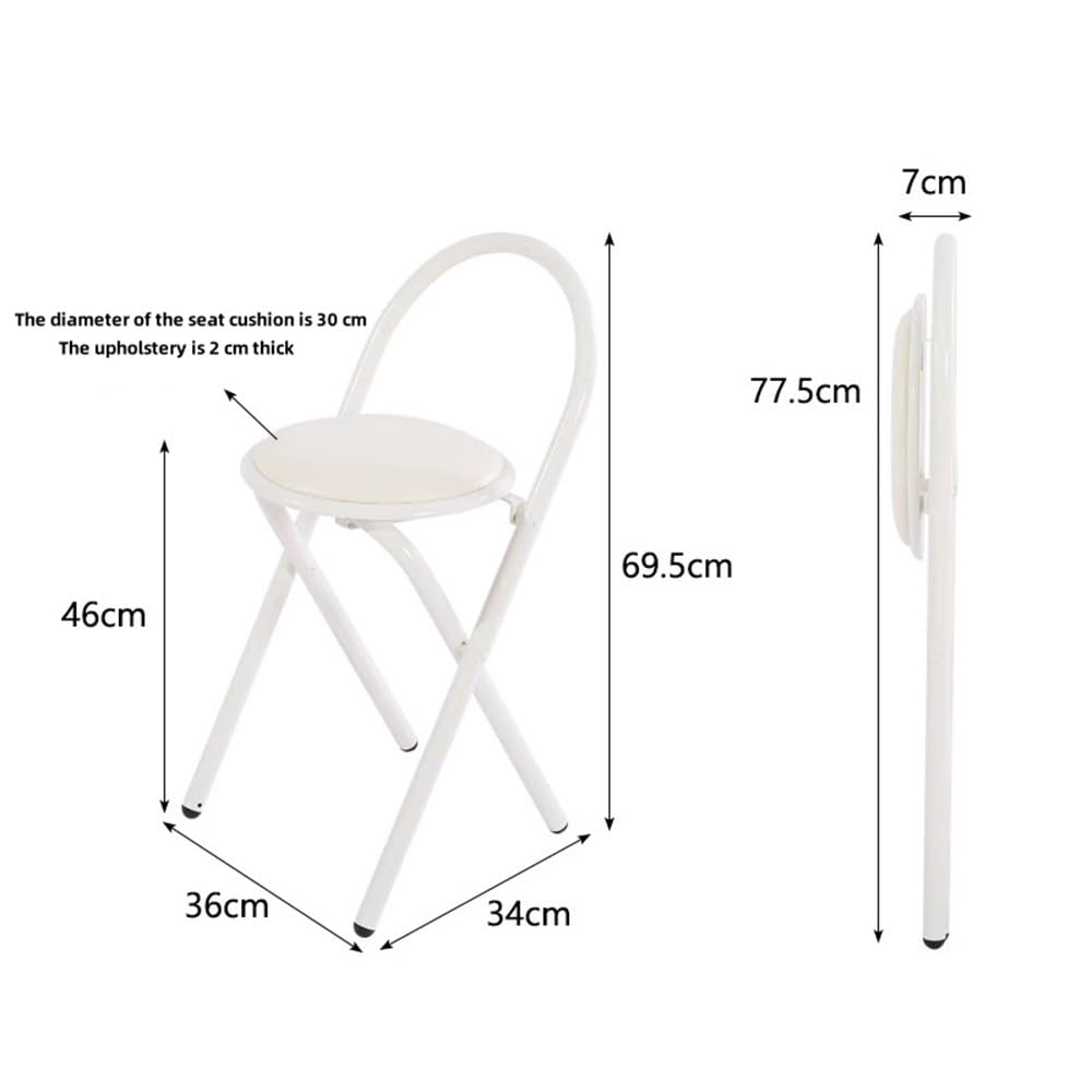 Round Folding Bar Stool Leather Padded Portable Kitchen Chair A9883