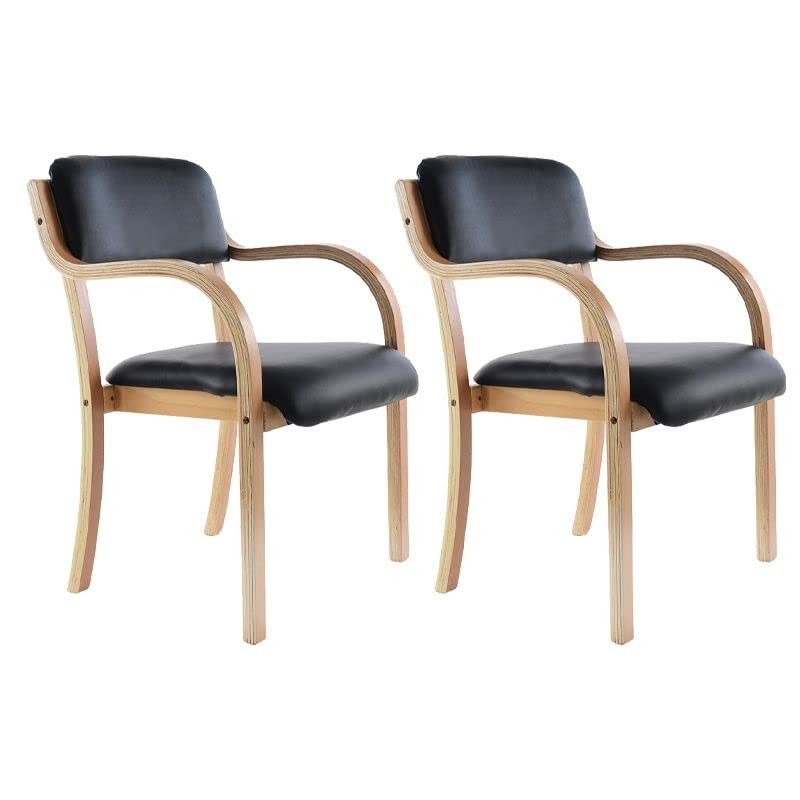 Black Set of 2 Wood Arm Chair P649