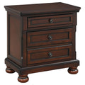Brown Cherry 3 Drawer Wood Nightstand E69800