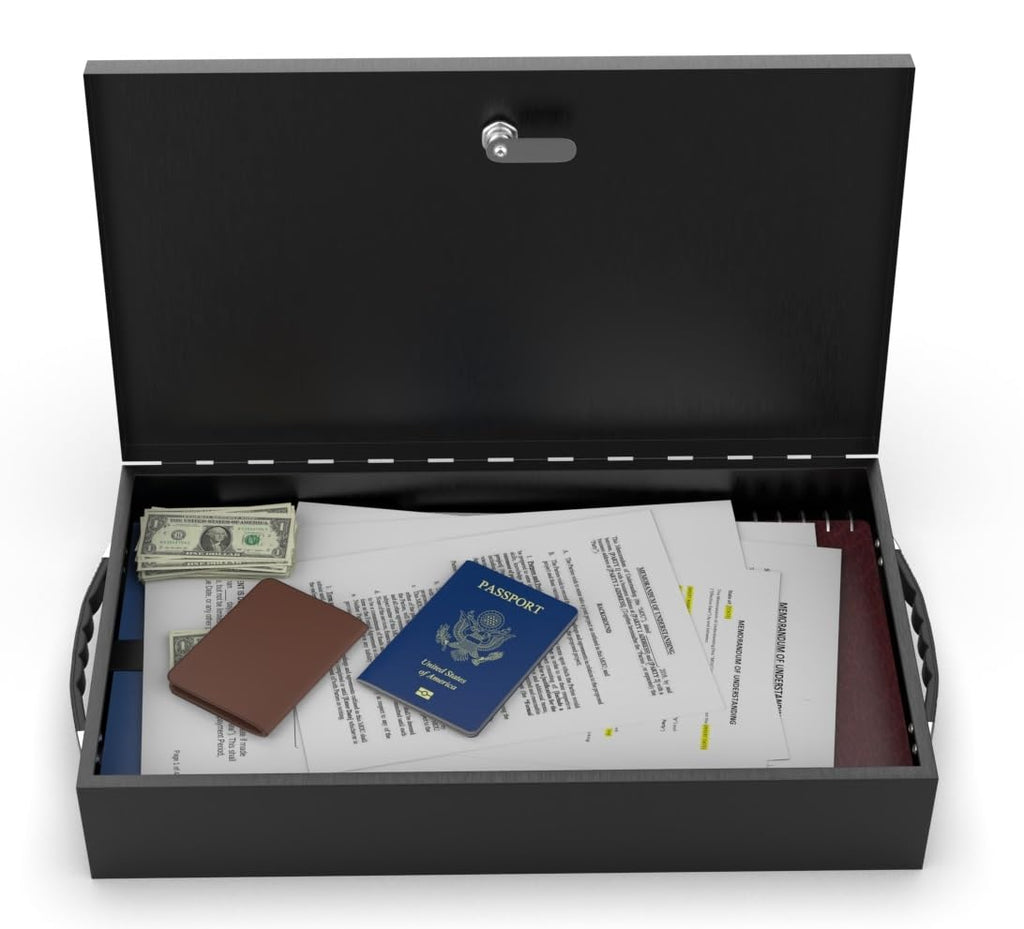 Fire Retardant Steel Security Chest Lock Box, 0.43 Cubic Ft, Black U4717