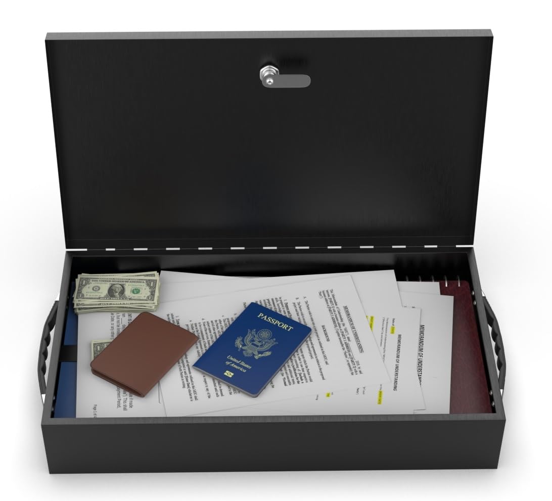 Fire Retardant Steel Security Chest Lock Box, 0.43 Cubic Ft, Black U4717