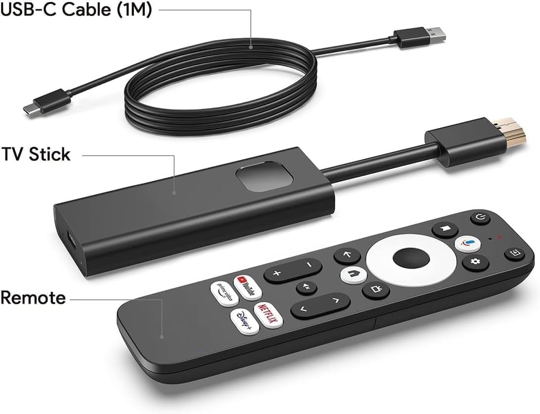 4K Android TV Stick Voice Remote Bluetooth Dual Band WiFi USB-C Y464