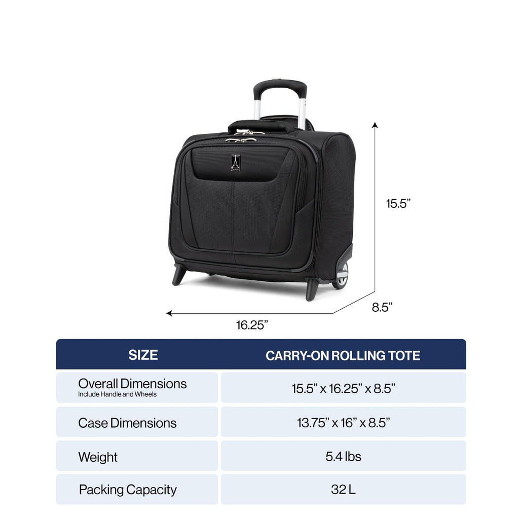 Softside Rolling Underseat Tote, Black, 14-Inch E826