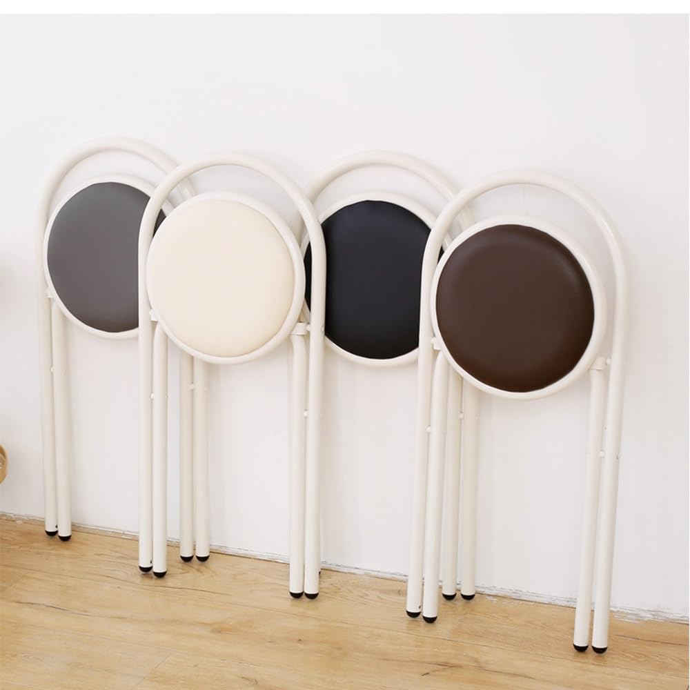 Round Folding Bar Stool Leather Padded Portable Kitchen Chair A9883