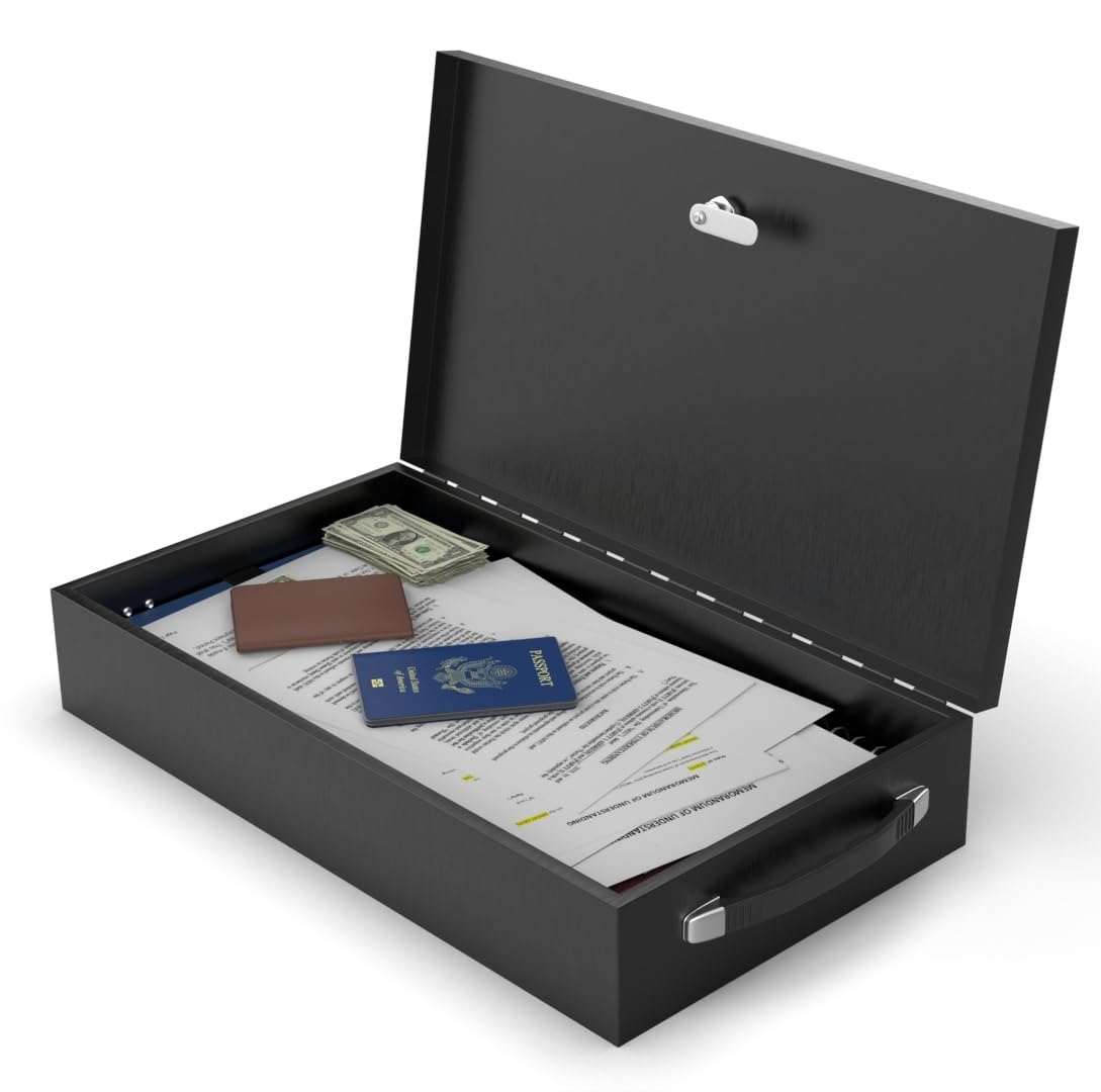 Fire Retardant Steel Security Chest Lock Box, 0.43 Cubic Ft, Black U4717