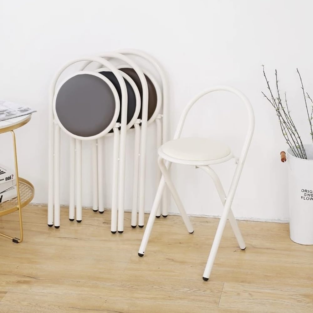 Round Folding Bar Stool Leather Padded Portable Kitchen Chair A9883