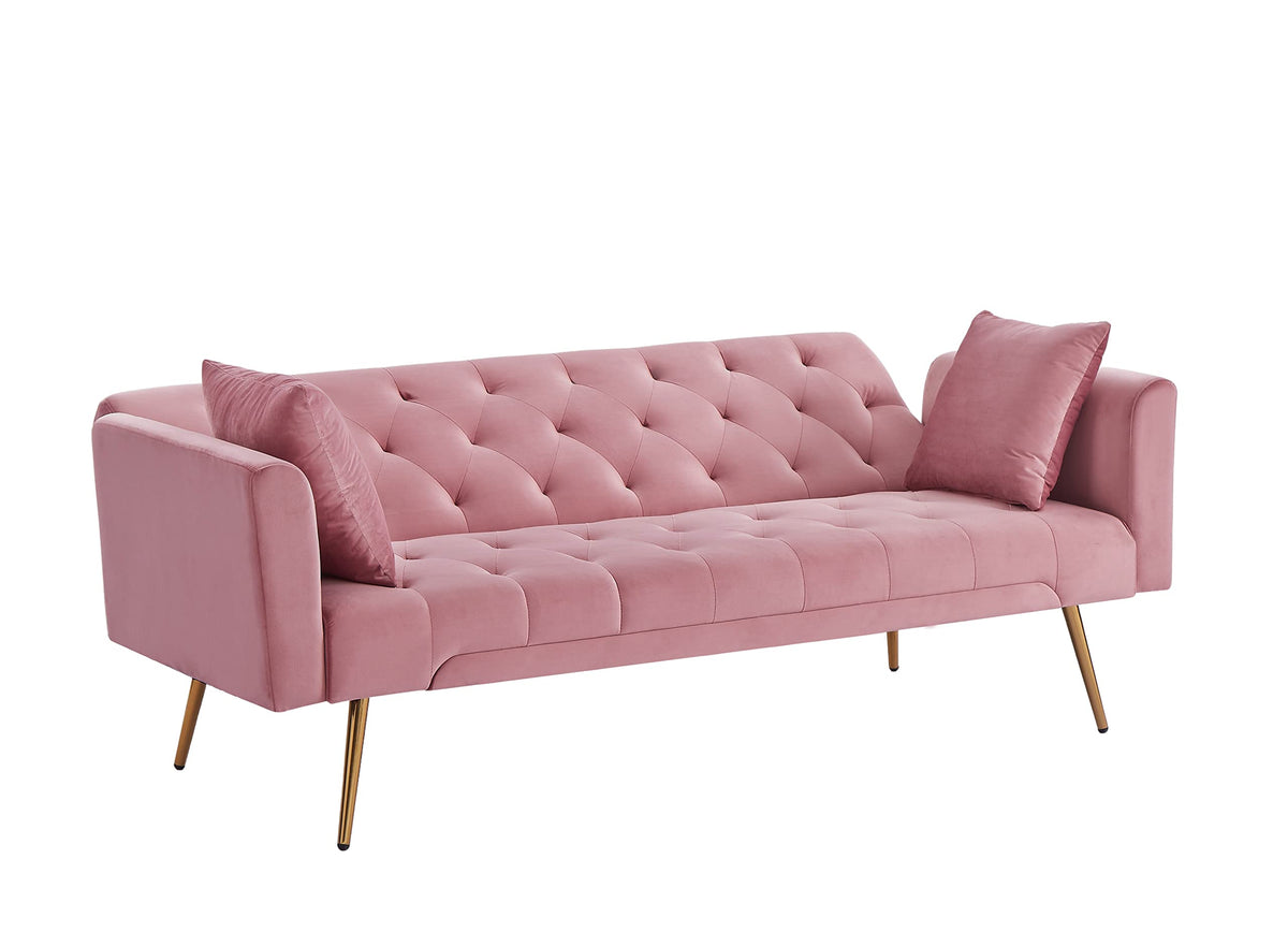 Pink Velvet Convertible Sleeper Sofa Bed G129