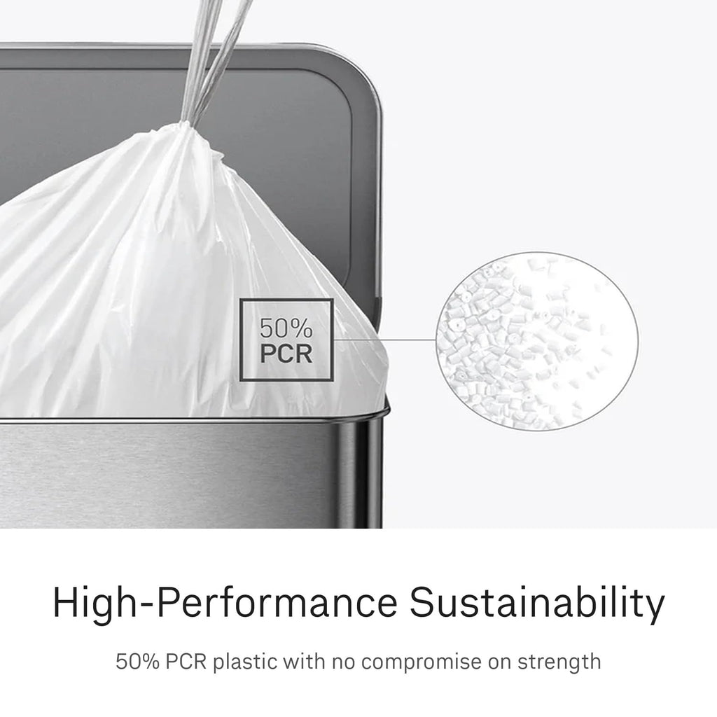 100 Count Drawstring Kitchen Trash Bags, 30-35 Liter / 8-9 Gallon, White V6920