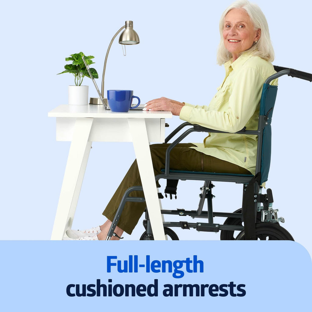 Folding Steel Transport Wheelchair with 12-Inch Wheels Y93653