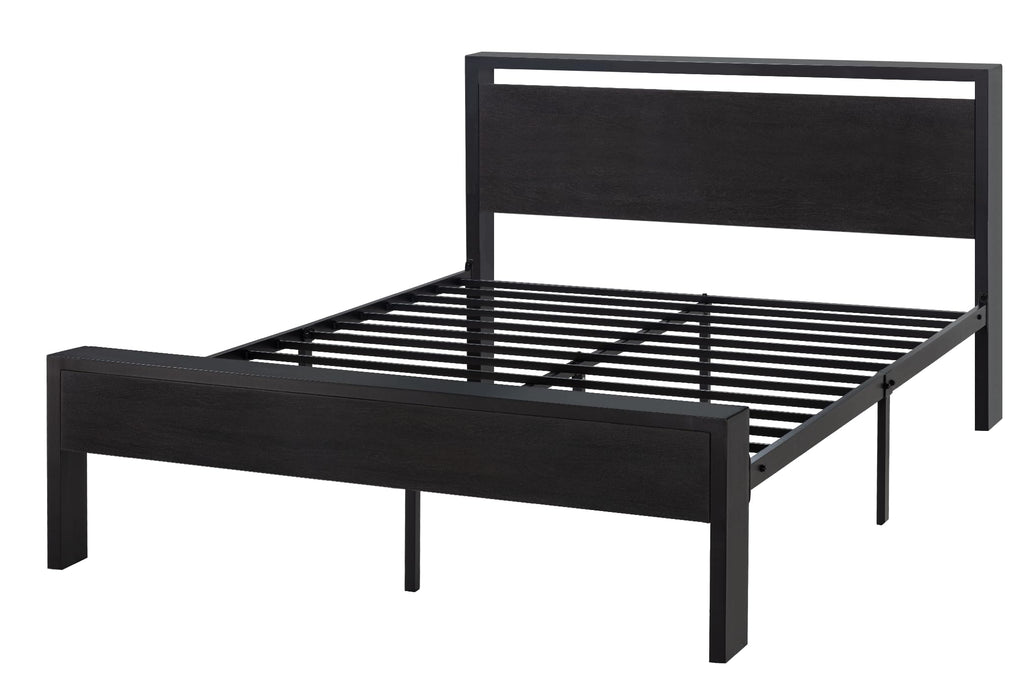 Full Size Bed Frame with Wooden Headboard and Footboard Y9976