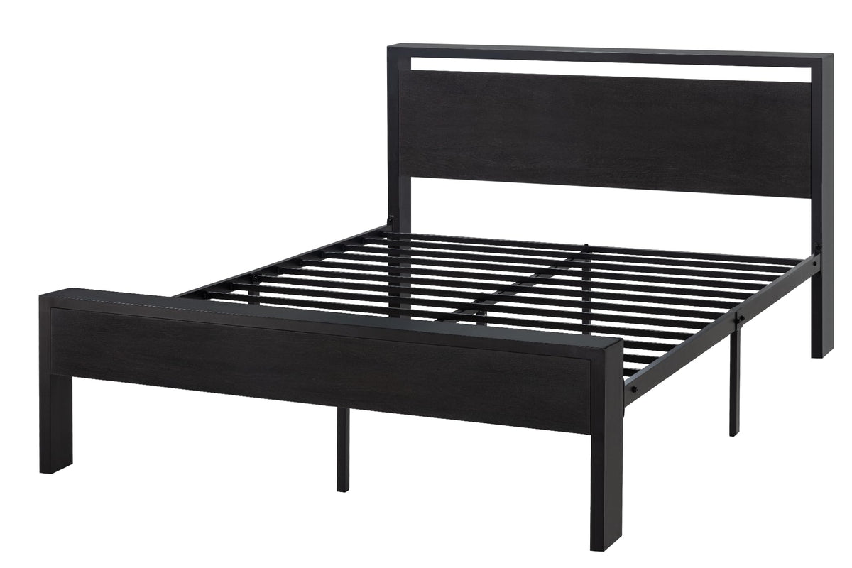 Full Size Bed Frame with Wooden Headboard and Footboard Y9976