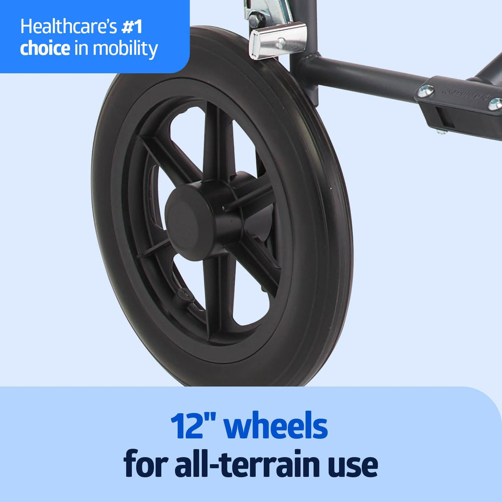 Folding Steel Transport Wheelchair with 12-Inch Wheels Y93653