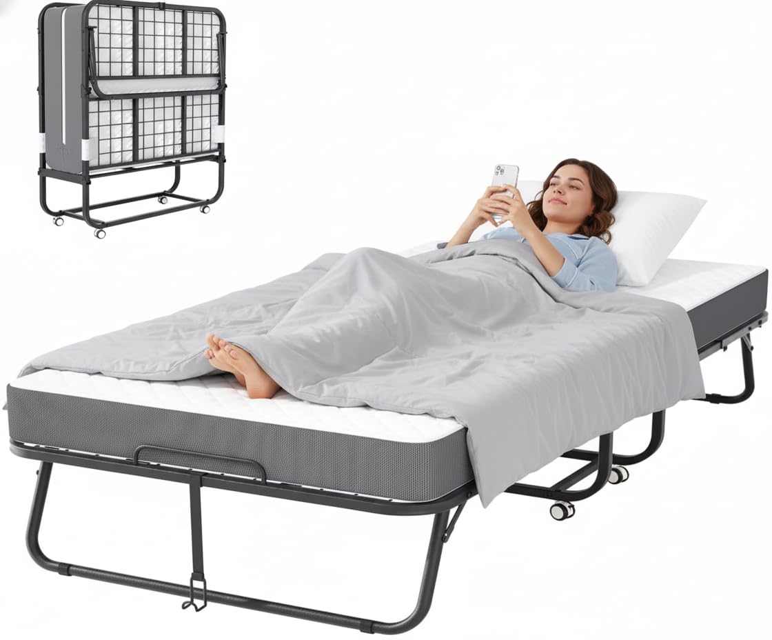 Folding Bed with Mattress Twin 75" x 38" L714