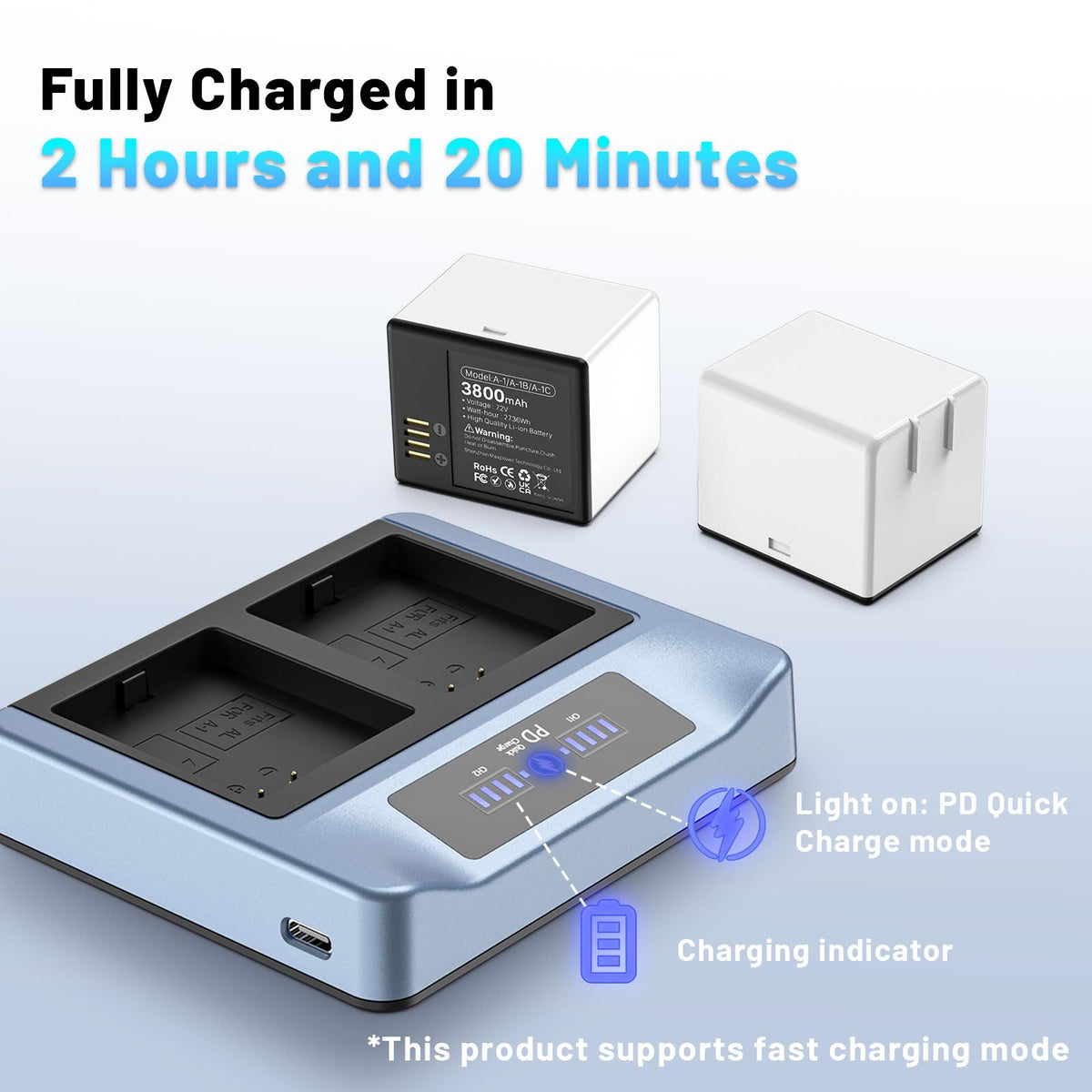 3800mAh Rechargeable Lithium Battery with Charger Station G6601