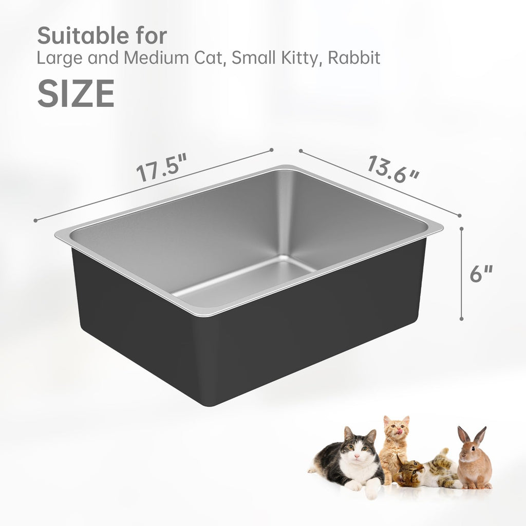 High Sided Stainless Steel Cat Litter Box Y79220