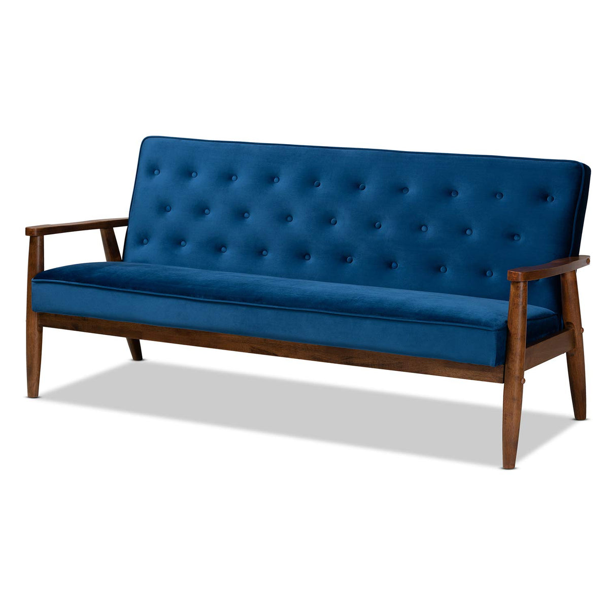 Navy Blue Velvet Upholstered 3-seater Sofa G445522