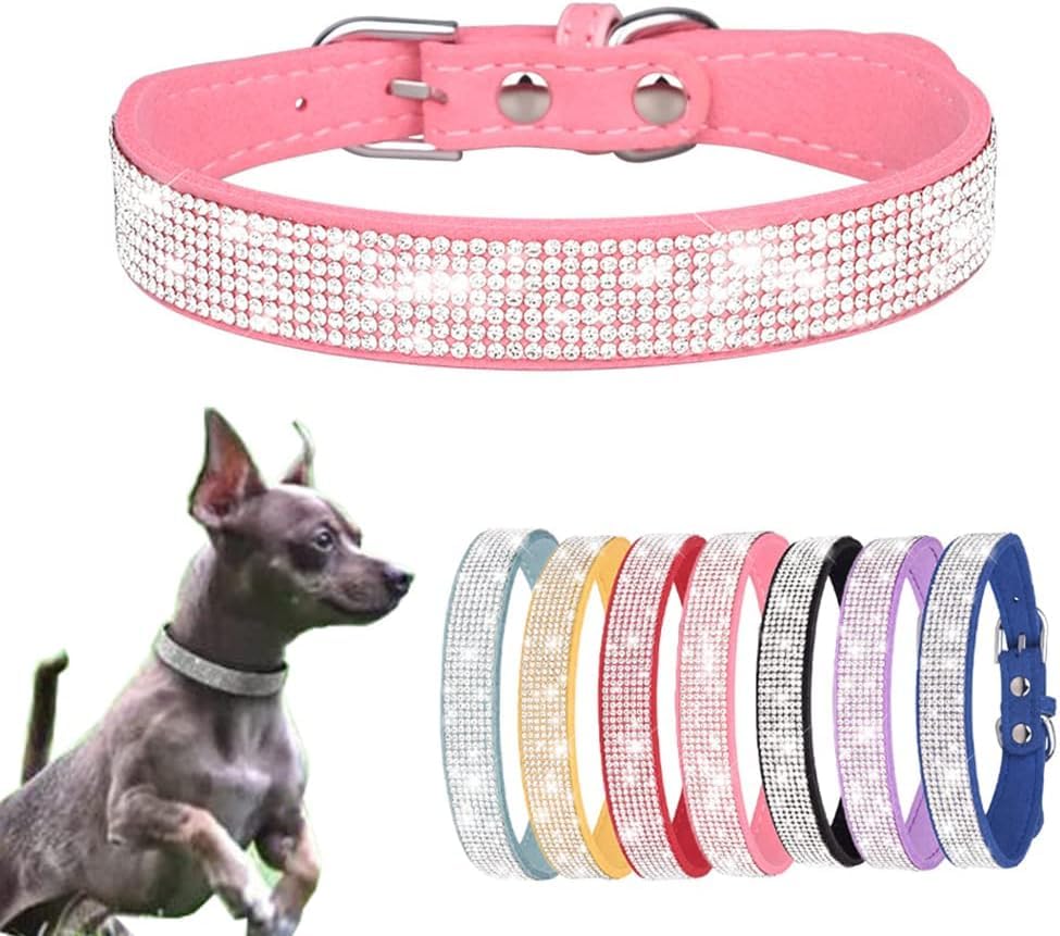 Small Dog Collar with Rhinestone Crystal (XXS, Pink) A552758
