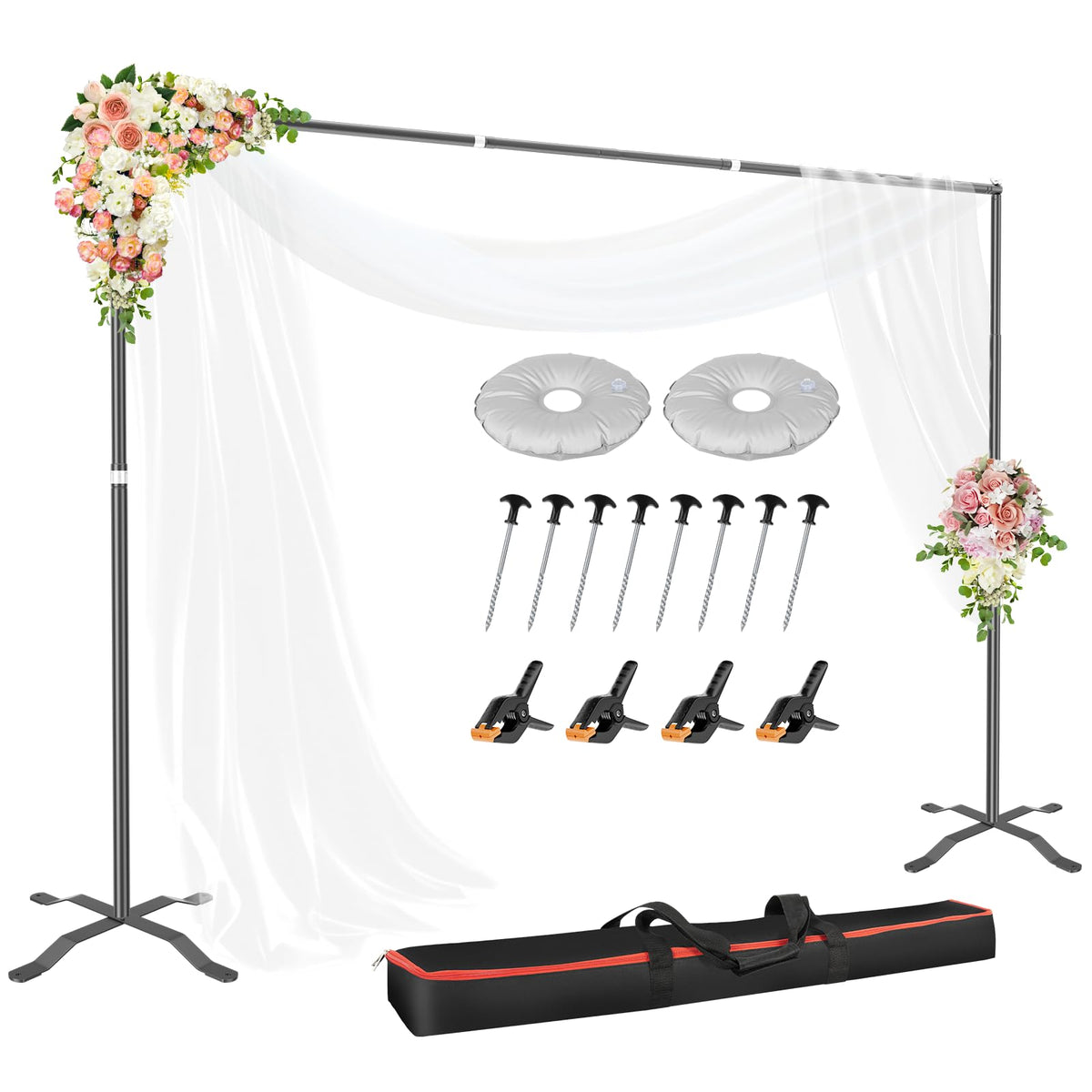 10x8.5FT Adjustable Backdrop Stand with Cross Base F3272