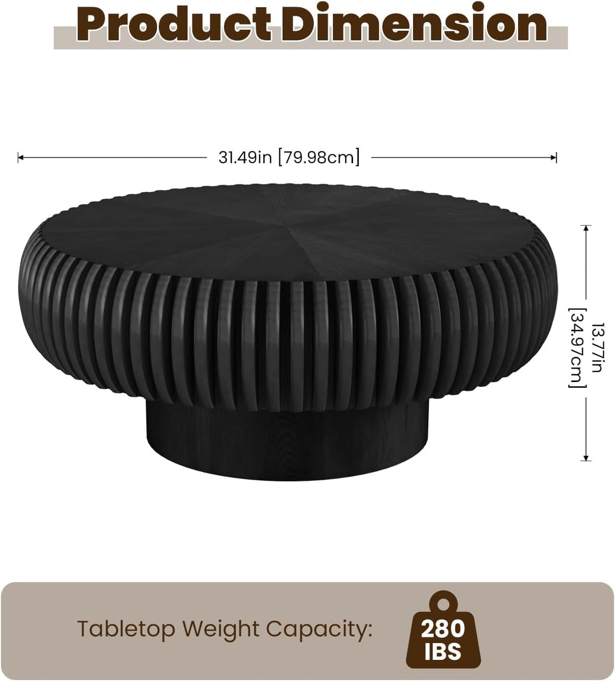 31.5" Black Drum Coffee Table B2839