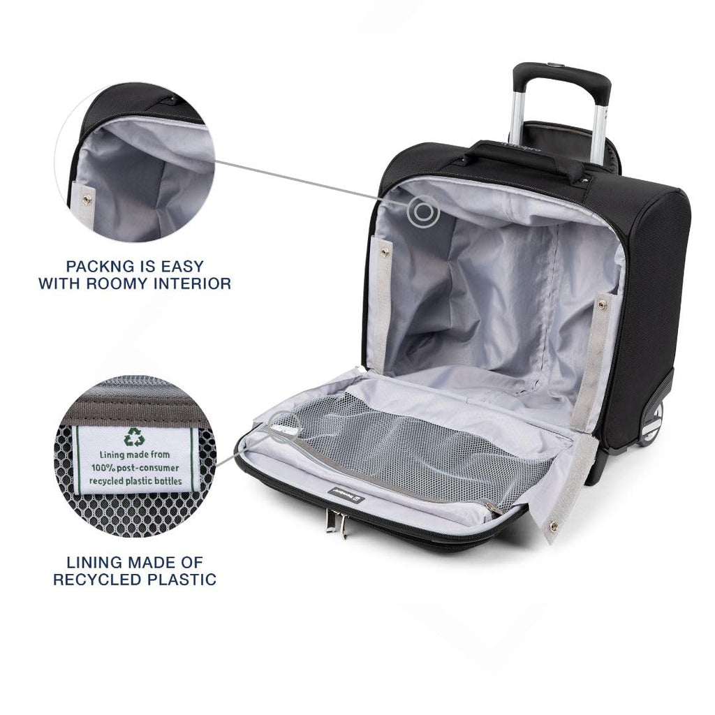 Softside Rolling Underseat Tote, Black, 14-Inch E826