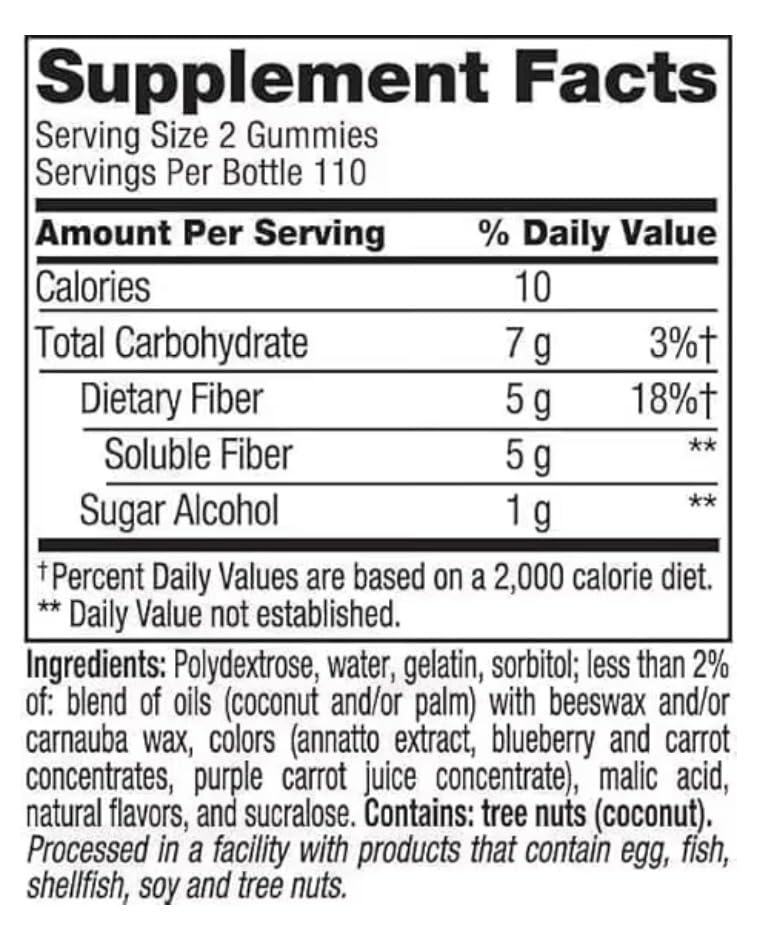 Sugar Free Peach Raspberry BlackBerry Fiber Gummies 220 Count 2 Pack M585930