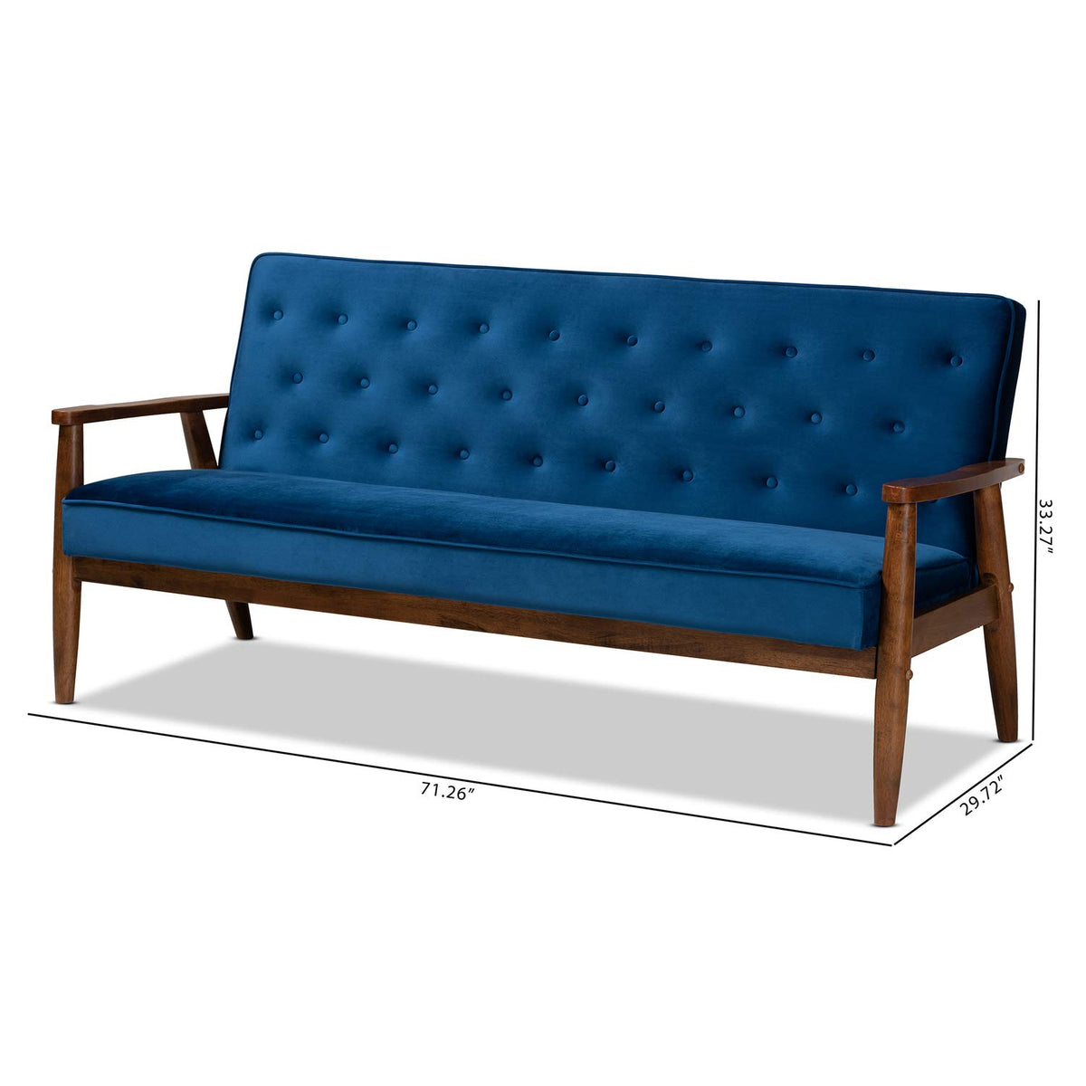 Navy Blue Velvet Upholstered 3-seater Sofa G445522