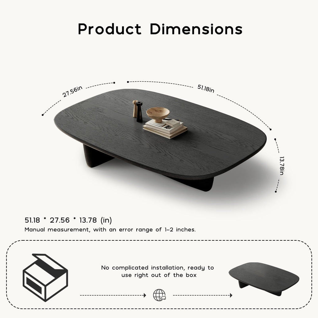 Black Wood Oval Coffee Table with Pedestal Base S558211