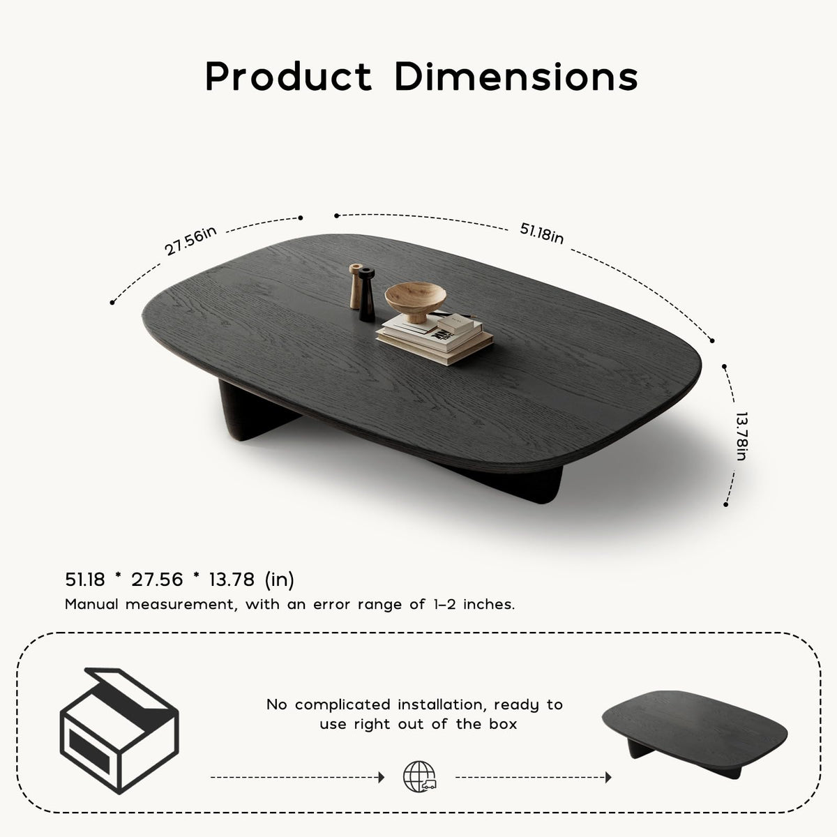 Black Wood Oval Coffee Table with Pedestal Base S558211