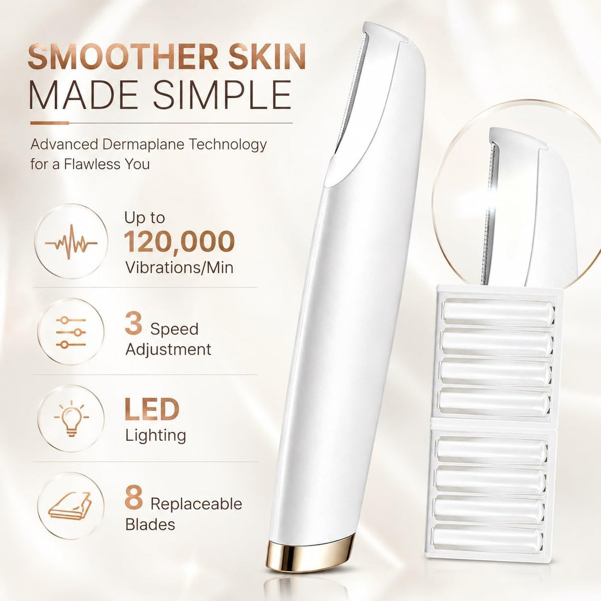 Dermaplane Razor with 9 Refill Blade F431
