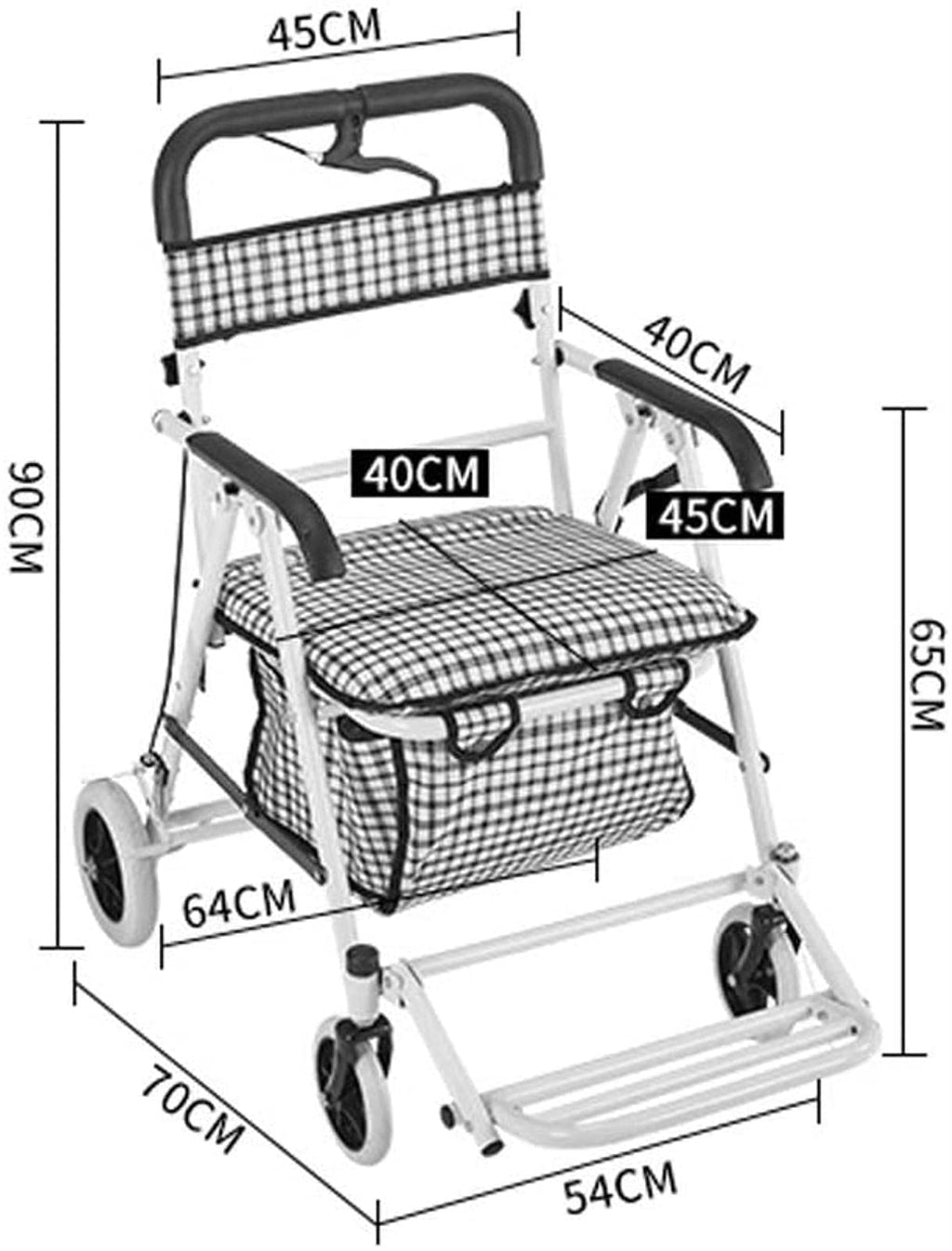 Rollator Walker Shopping Trolley with Seat Pedal Side Brake Red A735002