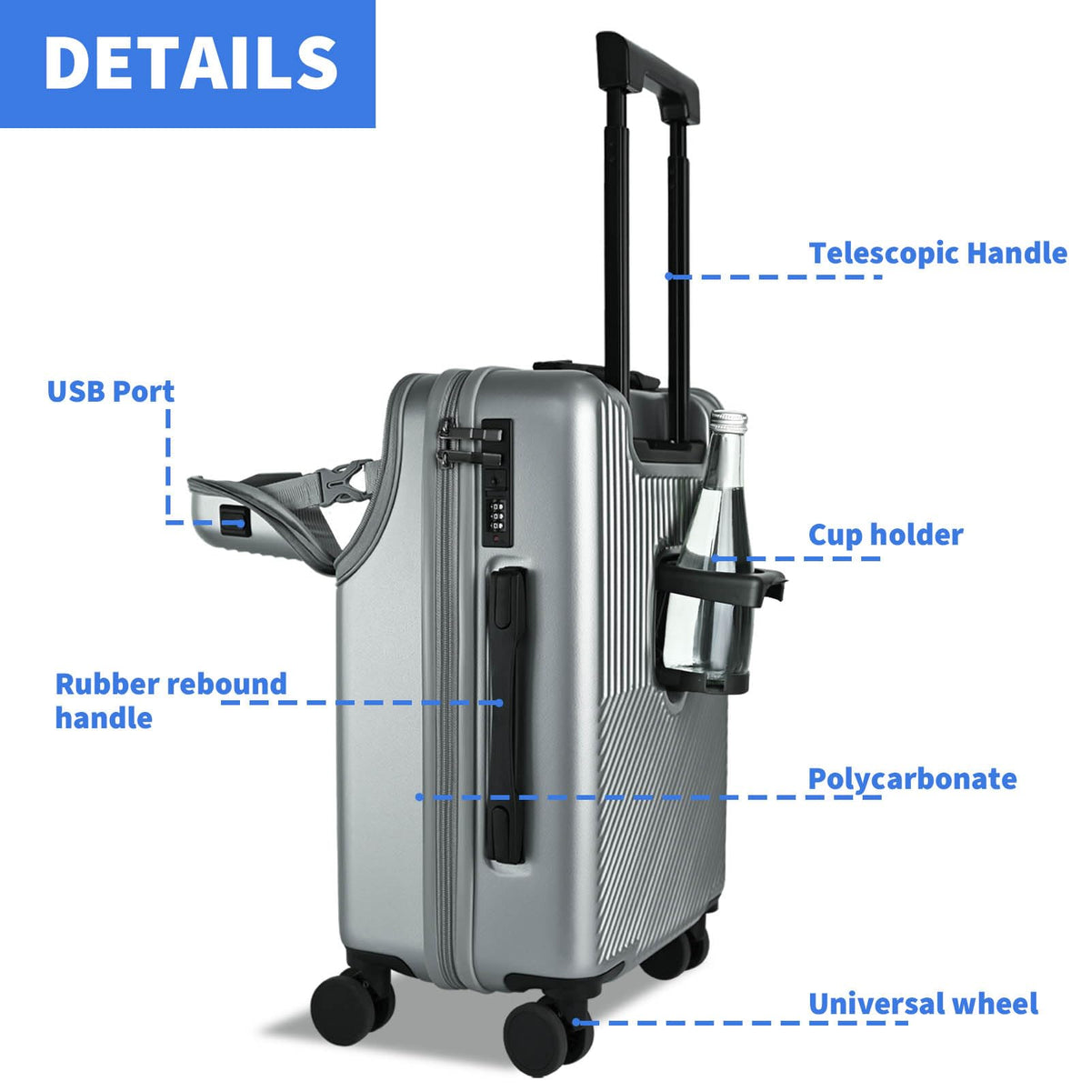 20 inch Hardshell PC Carry on Luggage with Wheels C9166