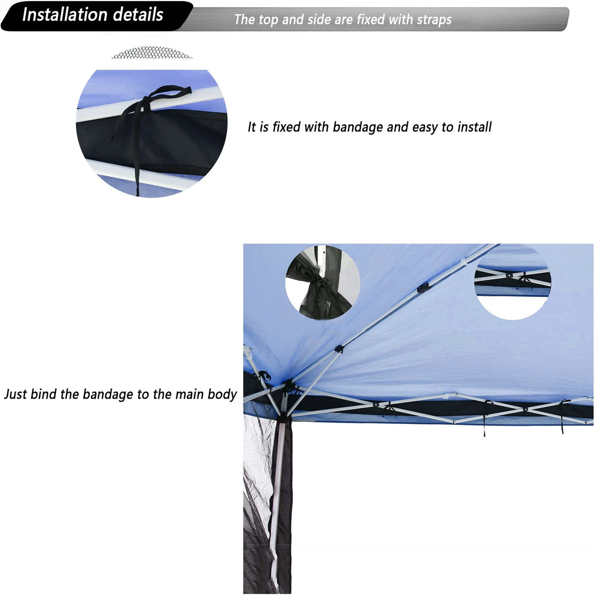 10x10 Mosquito Netting with Double Door Side Screen Black L2242