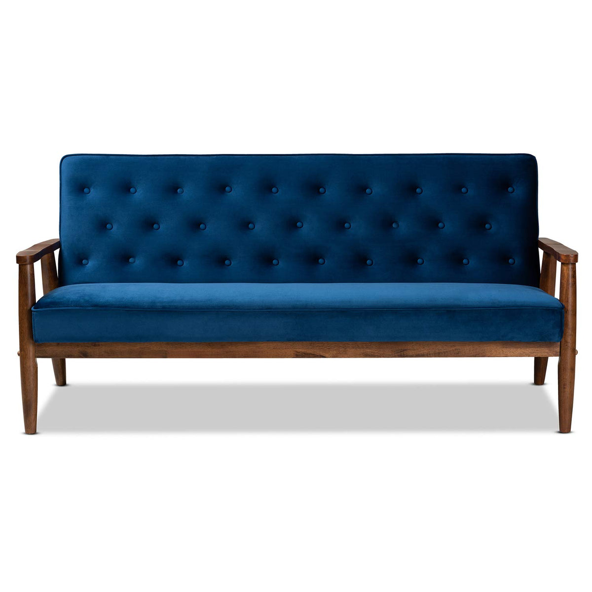 Navy Blue Velvet Upholstered 3-seater Sofa G445522