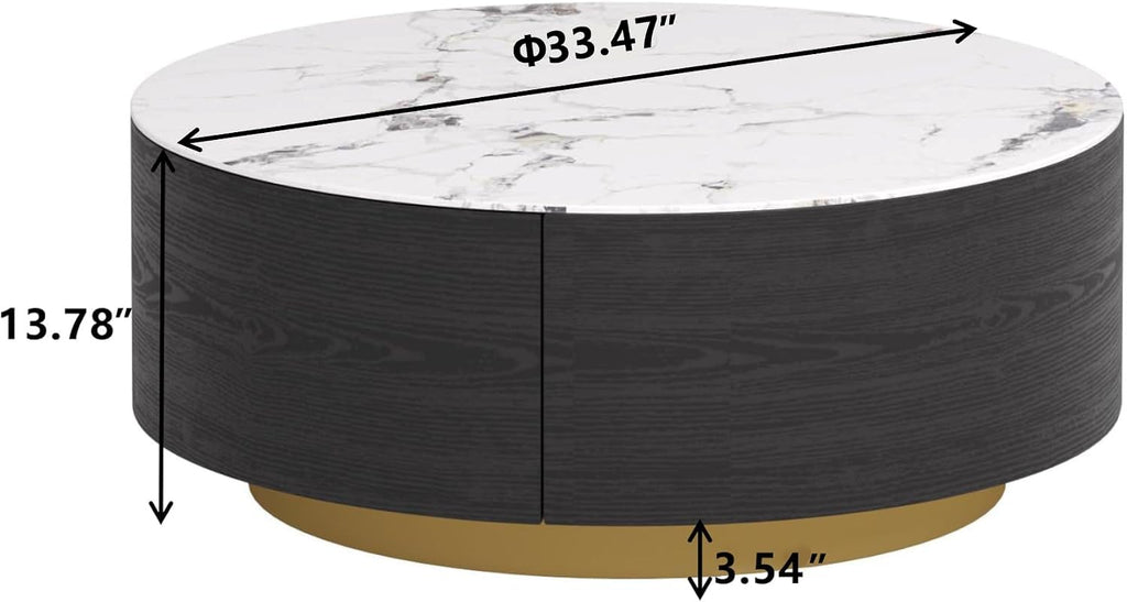 Round Coffee Table with 2 Drawers X377342