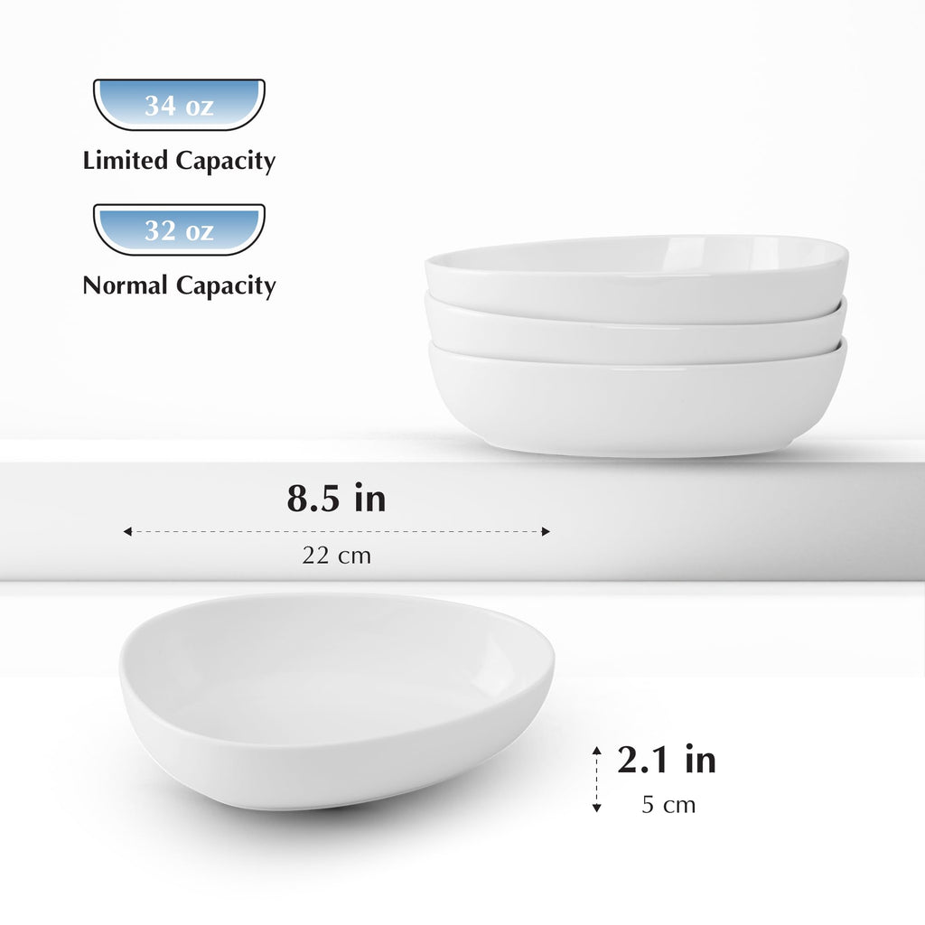 32 Oz White Porcelain Soup Bowls Set of 4 B1536
