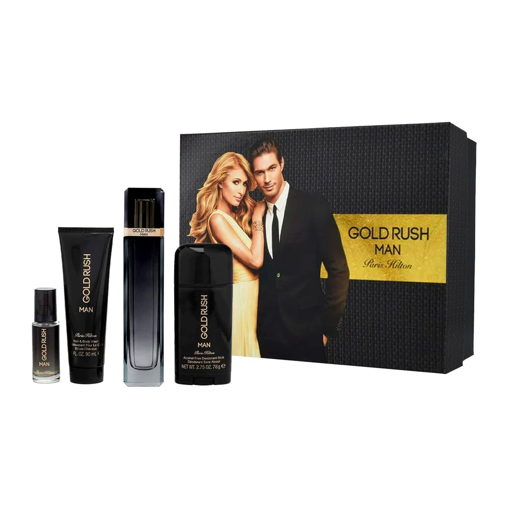 3.4 oz EDT Spray 0.5 oz EDT Spray 3.0 oz Hair Body Wash 2.75 oz Deodorant Stick 4 Pc Gift Set B11252