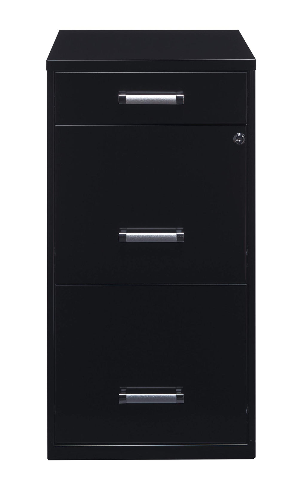 3 Drawer Metal File Cabinet with Pencil Drawer, Black W104
