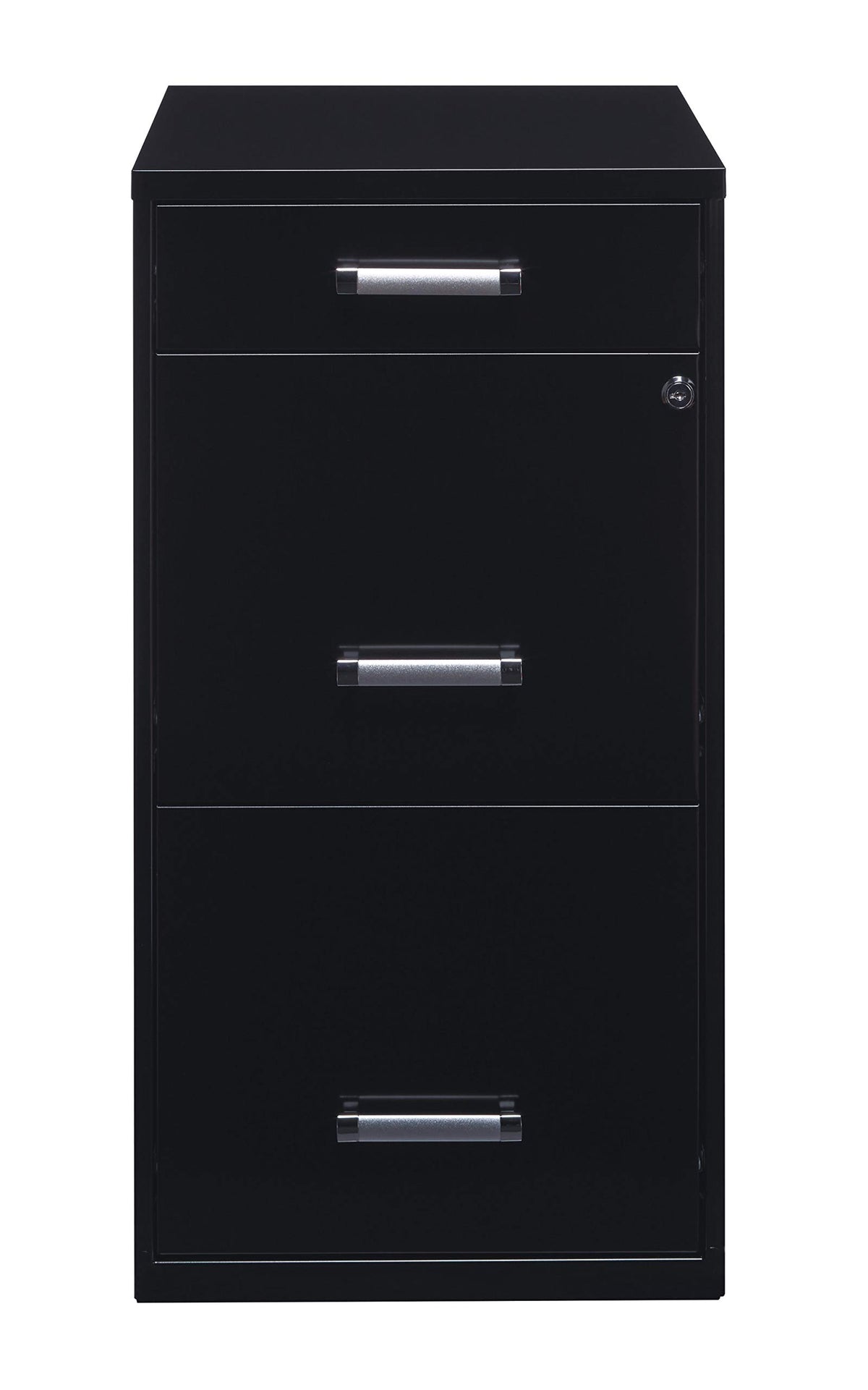 3 Drawer Metal File Cabinet with Pencil Drawer, Black W104