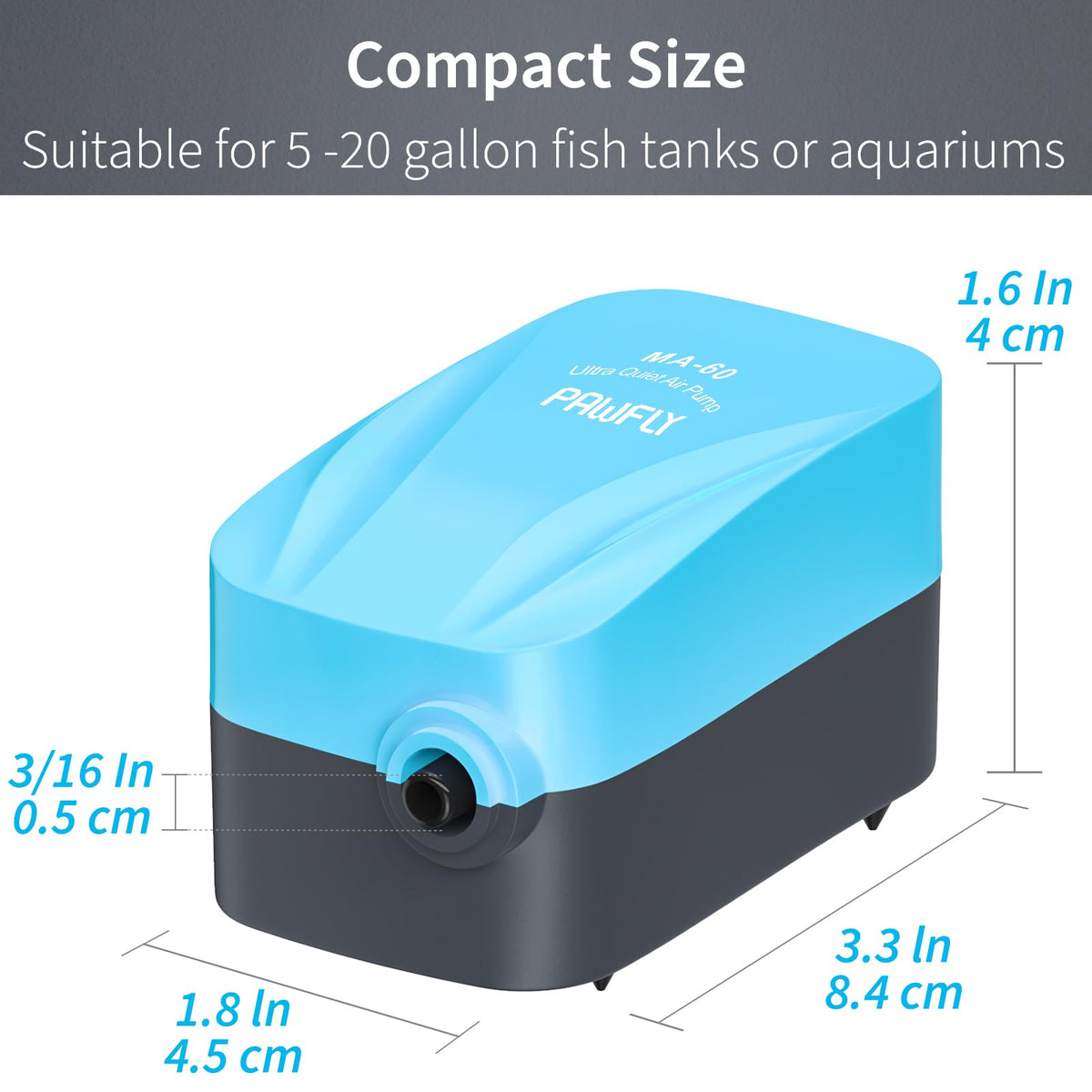 15-40 GPH Compact Quiet Aquarium Air Pump with Air Stone Q9110