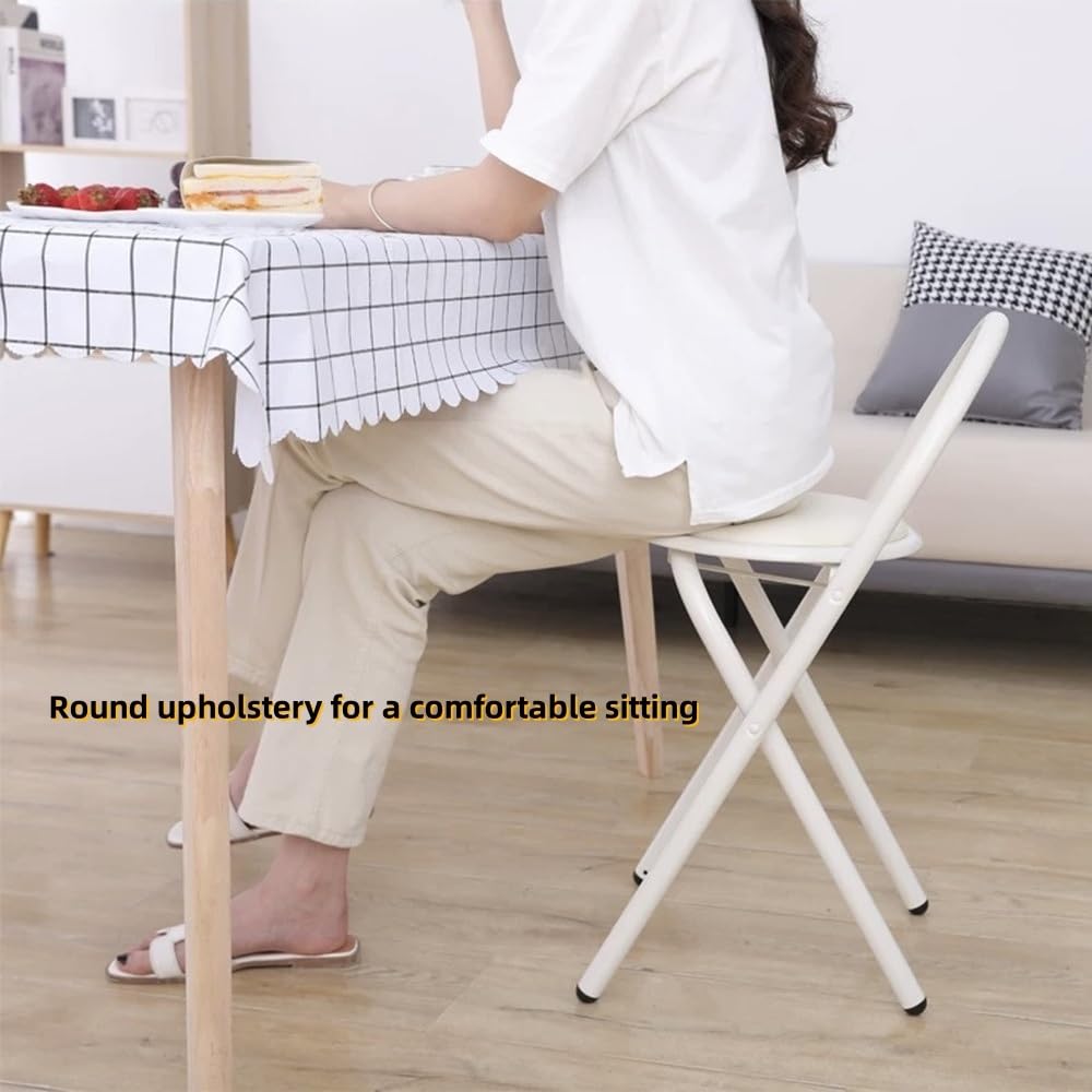 Round Folding Bar Stool Leather Padded Portable Kitchen Chair A9883