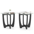 Glass Round End Table Set of 2, 23.5" Black H130881