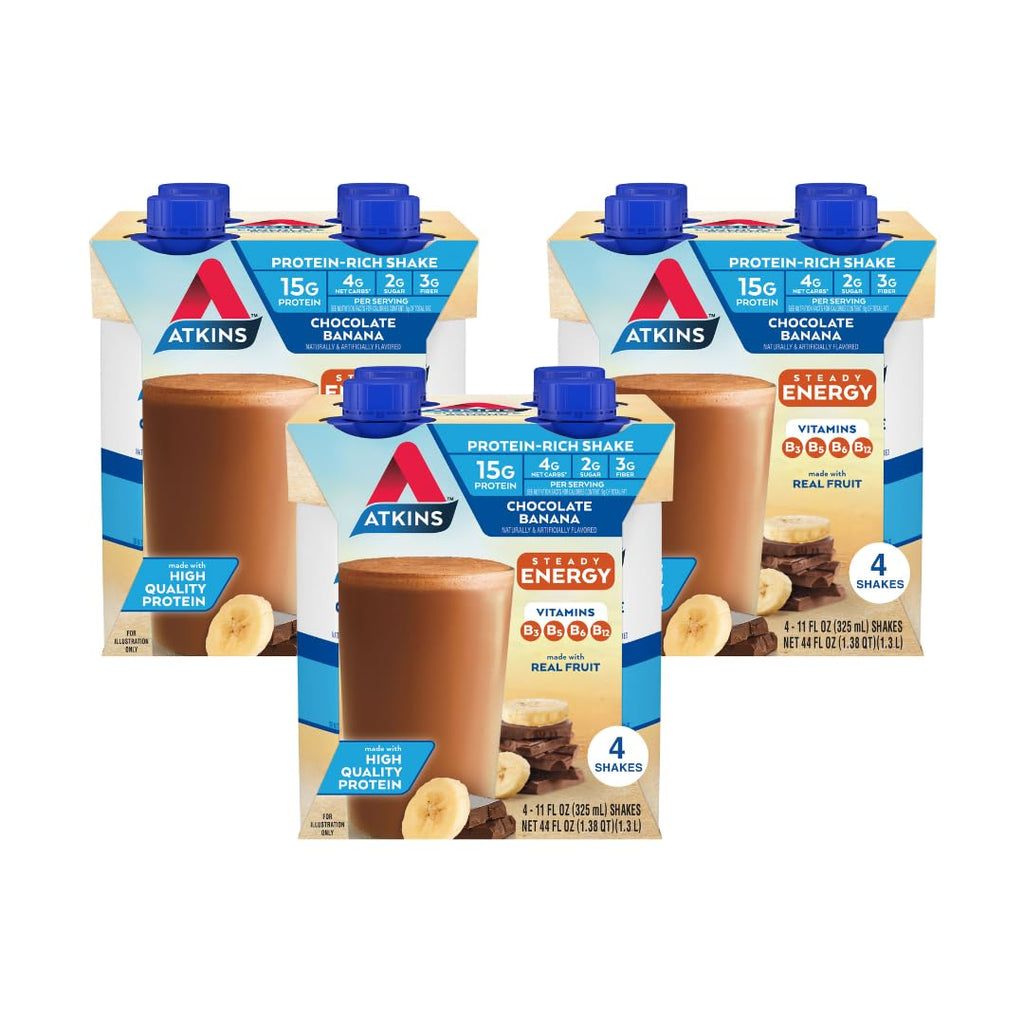 Chocolate Banana Protein Shake, 15g Protein, 2g Net Carb, 12 Count C565