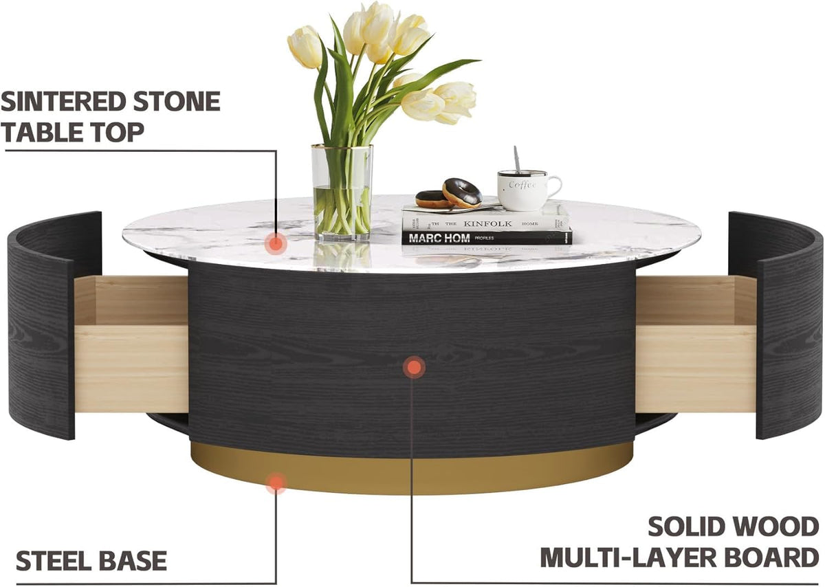 Round Coffee Table with 2 Drawers X377342