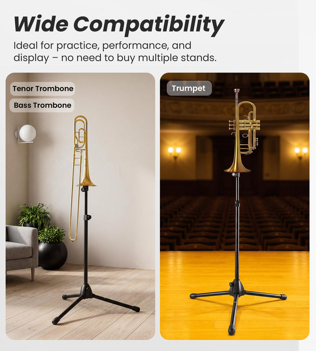 Portable Trombone Stand Adjustable Height with Bag K266