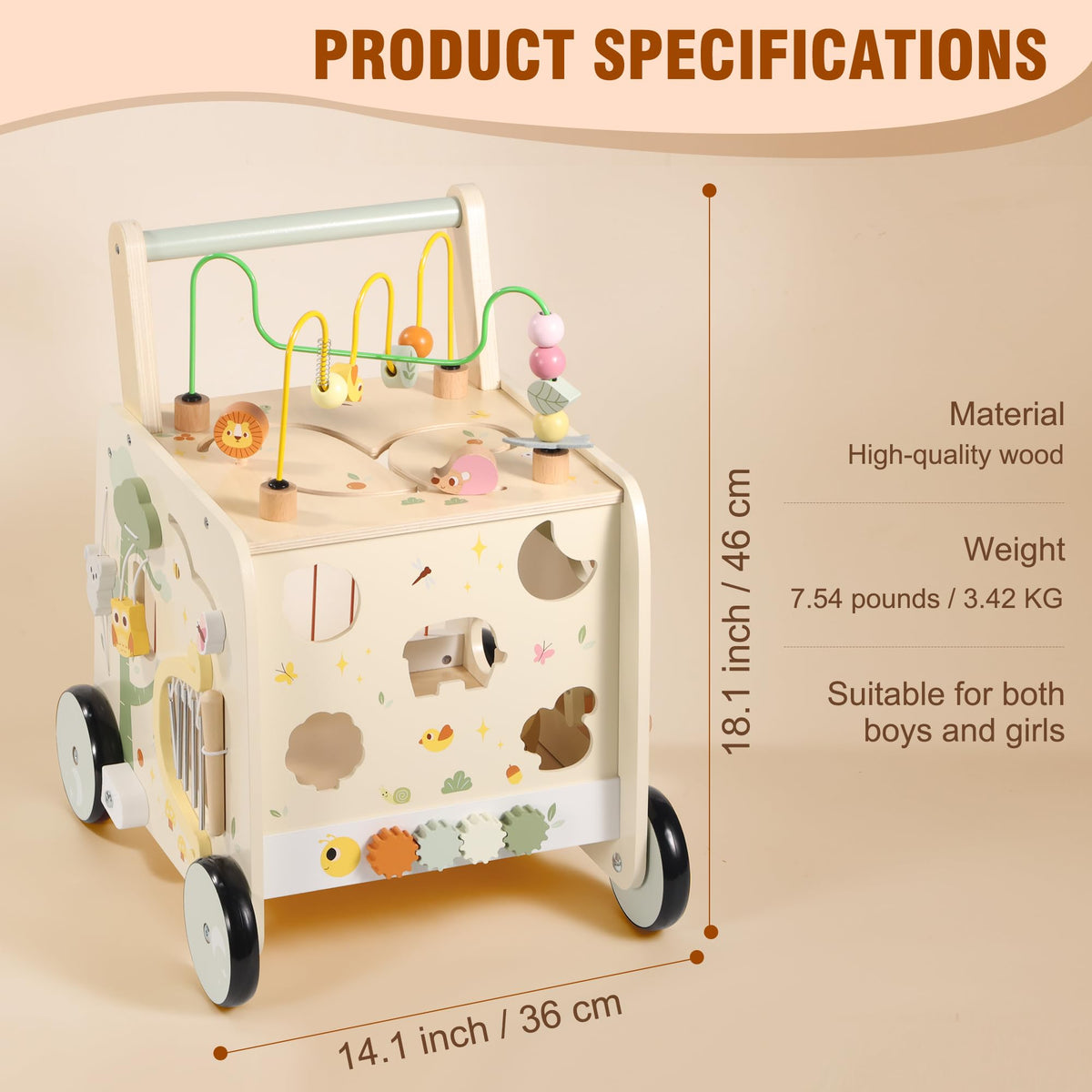 Wooden Activity Cube Push Walker F550