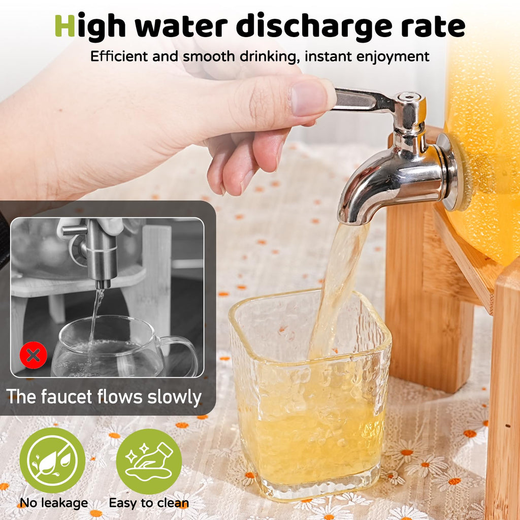 2.2 Gallon Glass Drink Dispenser with Wood Stand P47821