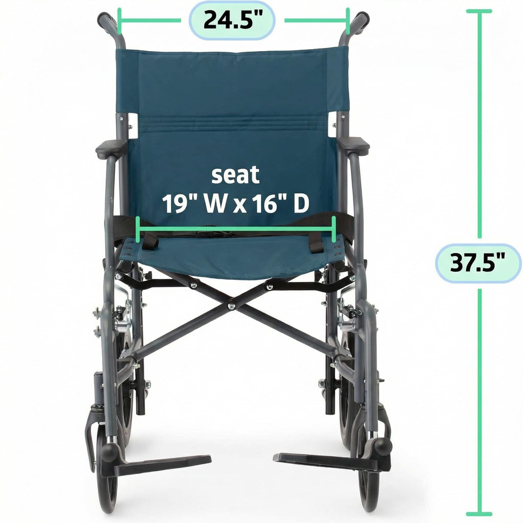 Folding Steel Transport Wheelchair with 12-Inch Wheels Y93653