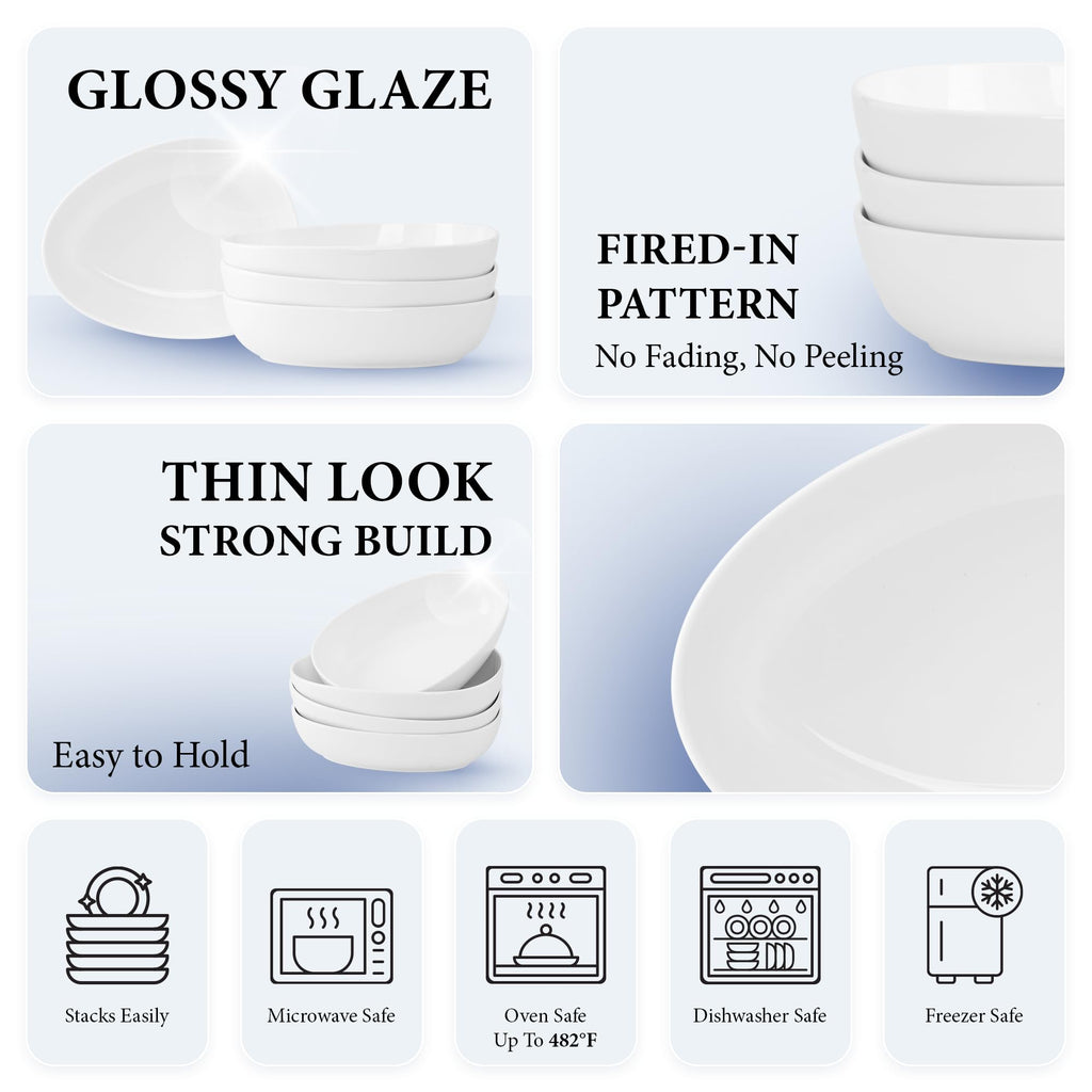 32 Oz White Porcelain Soup Bowls Set of 4 B1536