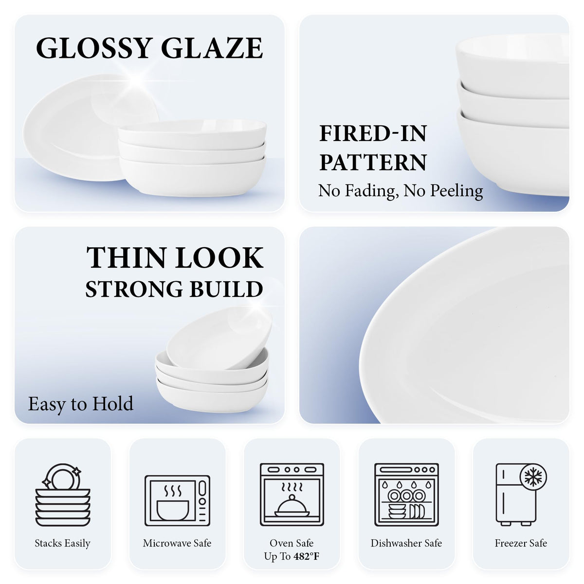 32 Oz White Porcelain Soup Bowls Set of 4 B1536