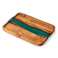 Turquoise Resin Acacia Wood Valet Tray H55511